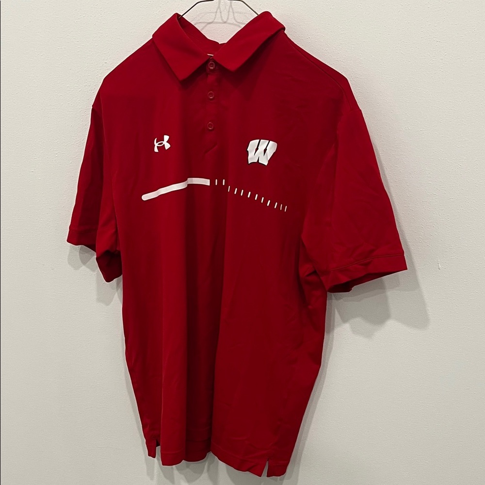 Under Armour Red Men's Polo with Logo Wisconsin